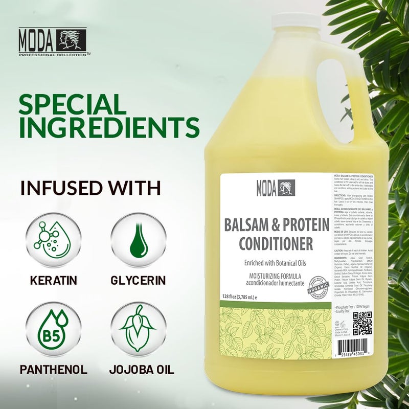MODA - Moisturizing Conditioner for all Hair Types, Balsam and Protein, 128 Oz, Professional - Strengthens, Moisturizes, Leaves Hair Soft and Shiny, Adds Volume, Protects Color and Restore - Image 5